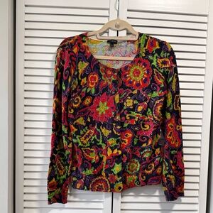 Talbots Floral Paisley Cardigan – Size Small
